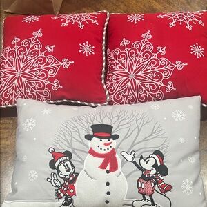 Disney Red and Gray Holiday Pillow Set